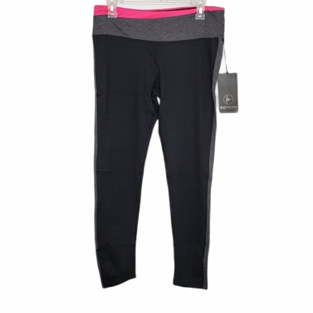 NWT 90 DEGREE leggings performance ruched black yoga pants L‎